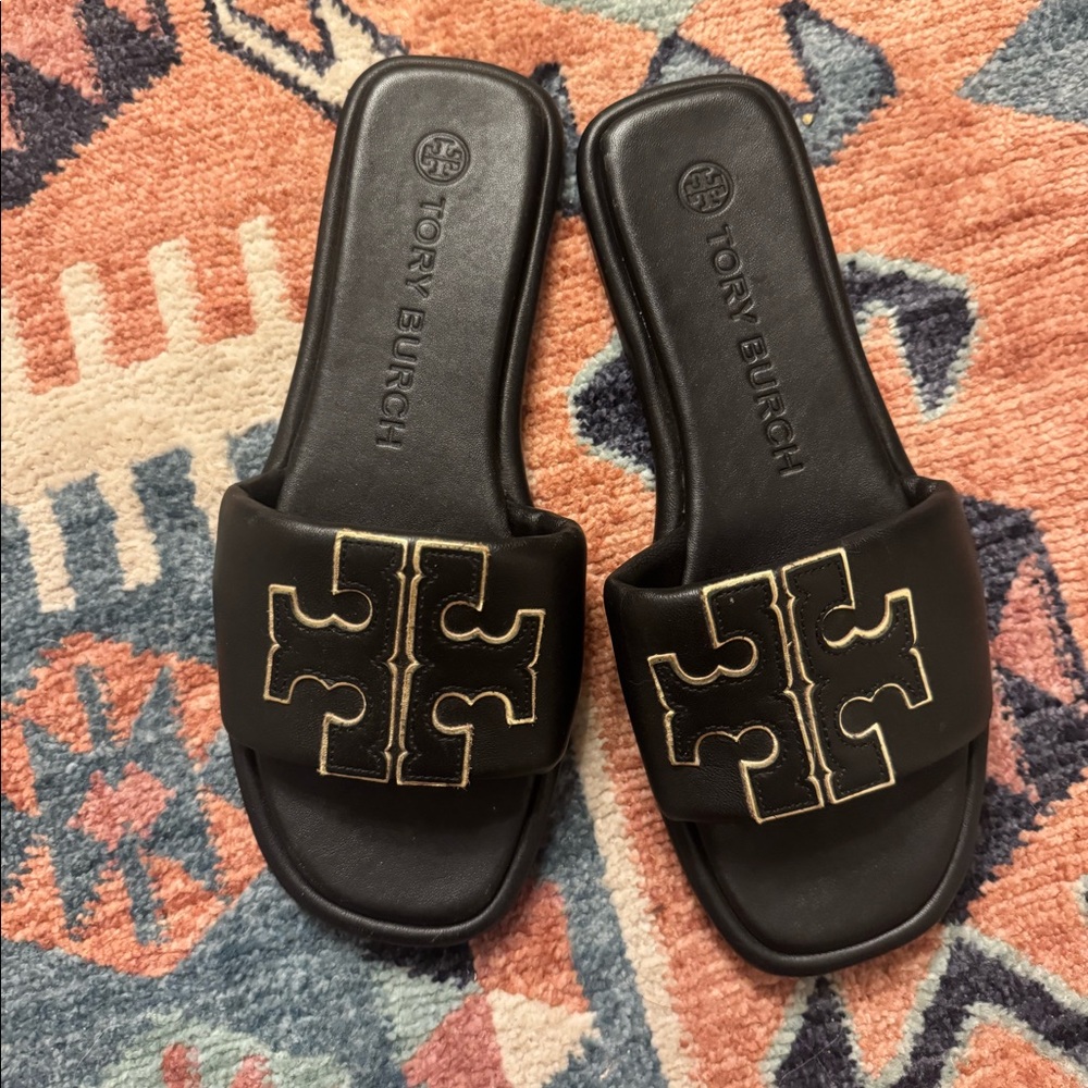Tory Burch double T monogram slide sandals